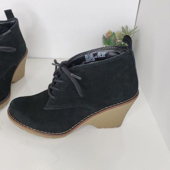 Sonoma Black Suede Leather Wedge Booties Size 6 - Picture 5 of 15
